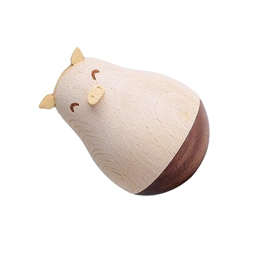 Cabilock Holzfigur Schwein Wackelpuppe Handbemalt Resin Tierdekoration Desktop Ornament Kleine Cartoon Stehauffigur für Büro Auto Wohnkultur von Cabilock