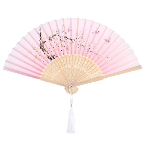 Cabilock Japanischer Faltbarer Handfächer Vintage Tanz Party fan mit Rosa Pflaumenmotiv Handgefertigter Leichter Klappfächer für Performance Hochzeit und Dekoration Cabilock Japanischer Faltbarer Handfächer Vintage Tanz Party fan mit Rosa Pflaumenmotiv Handgefertigter Leichter Klappfächer für Performance Hochzeit und Dekoration von Cabilock