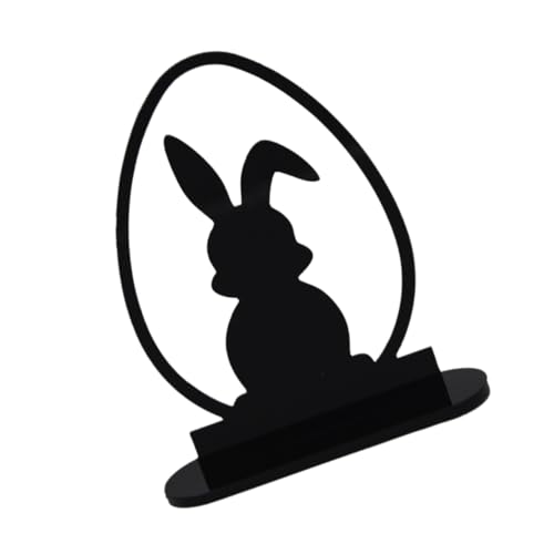 Cabilock Kaninchen-Verzierung Küken Kaninchenfiguren Hase Plüsch Gnom Plüschkaninchen buchregal Dekoration hasenfiguren tischdeko esstisch Ostern-Acryl-Ornament Ostern Tischschild Black von Cabilock