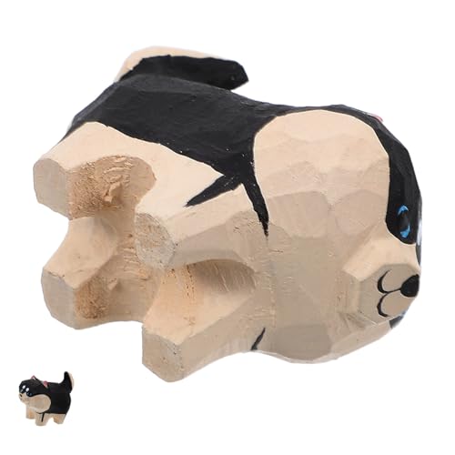 Cabilock Kleiner Hund aus Holz Geschnitzt Niedliche Tischdeko für Hundeliebhaber Handgefertigte Holzfigur Perfektes zur Weihnachtszeit Dekoration für Zuhause und Büro von Cabilock