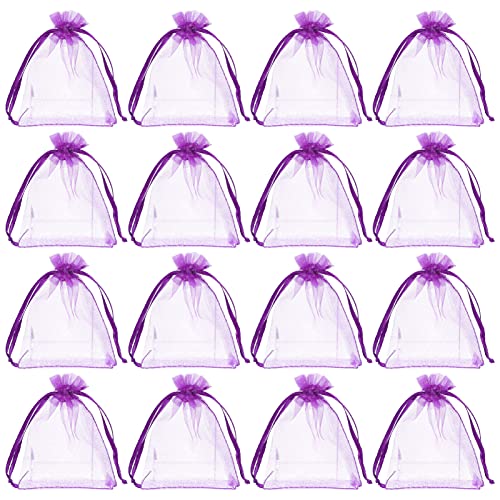 Cabilock Leere Duftsäckchen Organzabeutel Lavendelsäckchen: 100 Stücke Lavendelbeutel Organzasäckchen Duftbeutel Geschenksäckchen mit Kordelzug Säckchen für Weihnachten Schrank Kleiderschrank (Lila) von Cabilock