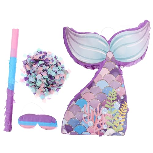 Cabilock Mermaid Tail Pinata mit und Augenbinde Papier Dekoration für Kindergeburtstag Candy Füllbar für Partyspaß und Festtagsfeier von Cabilock