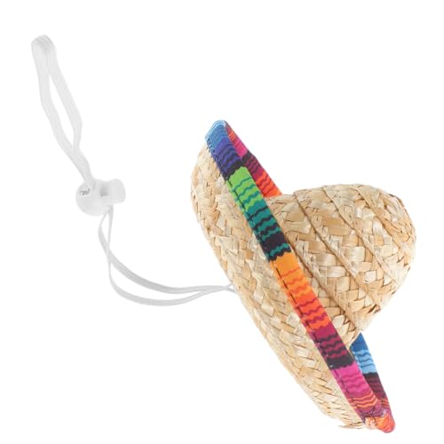 Cabilock Mexikanischer Sombrero Partyhut mit Kinnband Kleiner Gewebter Strohhut für Karneval Mexiko Fest Kostümzubehör und Fotorequisite von Cabilock