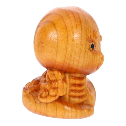 Cabilock Mini Holzschlange Statue Handgeschnitzt Realistische Holz Schlangenfigur Dekoration Kleine Holzkunst Schlange für Schreibtisch zum Chinesischen Neujahr Naturbelassenes Holz von Cabilock