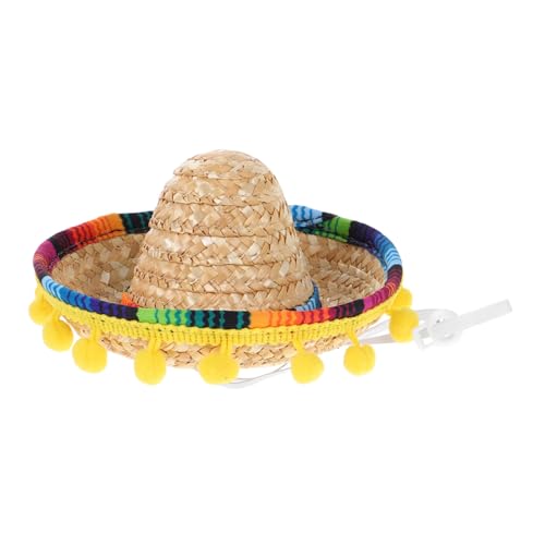 Cabilock Mini Mexikanischer Sombrero Hut für Haustiere Buntes mit Kinnband Leichte Party Dekoration für Mexikanische Fiesta Verstellbar und Bequem für Karneval und Kostümspaß von Cabilock
