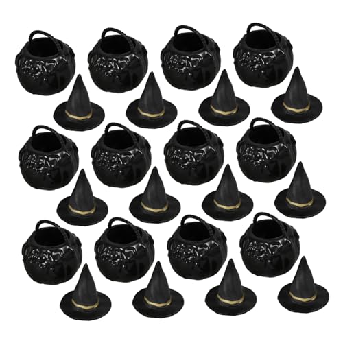 Cabilock Miniatur Kessel und Hexenhüte für Halloween Deko Accessoires für Puppenhaus und Partys Niedliche Tischdekoration für Halloweenfeiern von Cabilock