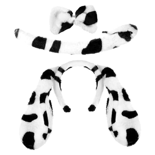 Cabilock Niedliches Hundekostüm Set mit Plüsch Ohren Schleife und Haarschmuck Geeignet für Halloween Karneval Cosplay und Party Dekoratives Accessoire für Hunde und Frauen von Cabilock
