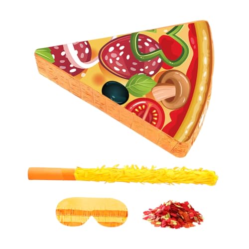 Cabilock Pizza Slice Party Pinata mit Stick Augenbinde und Konfetti Lustiges Interaktives Party-mitgebsel für Kreative Fotorequisite für Feierlichkeiten Cabilock Pizza Slice Party Pinata mit Stick Augenbinde und Konfetti Lustiges Interaktives Party-mitgebsel für Kreative Fotorequisite für Feierlichkeiten von Cabilock