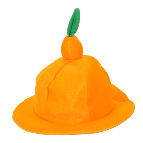 Cabilock Plüsch Obst Mütze Orange Form Lustiger Kopfputz für Halloween Geburtstag Karneval Cosplay Party Zubehör Verstellbar Kopfumfang Angenehm und Bequem Festliche Kopfbedeckung von Cabilock