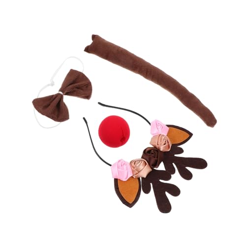 Cabilock Reh Kostüm Teilig mit Blumen Haarreif Roter Nase und Fliege Weiches Material Bequemes Tragen für Weihnachten Halloween Bühnenauftritte Festliche Rentier Verkleidung Cabilock Reh Kostüm Teilig mit Blumen Haarreif Roter Nase und Fliege Weiches Material Bequemes Tragen für Weihnachten Halloween Bühnenauftritte Festliche Rentier Verkleidung von Cabilock