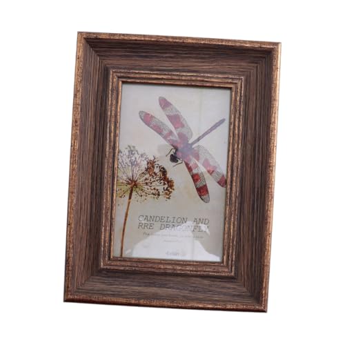 Cabilock Rustikaler Holz Bilderrahmen mit Libelle Vintage Desktop Fotorahmen für Zuhause und Büro Einfacher Rustikaler Holzrahmen Stilvolle Fotoaufbewahrung und Dekoration von Cabilock