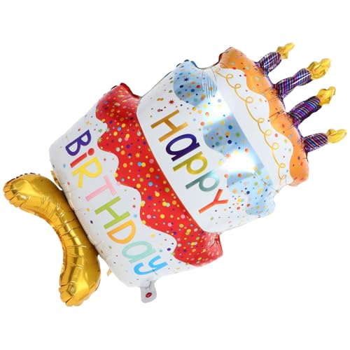 Cabilock Stehender Aluminiumfolie Kuchenballon mit Buntem Sockel Aufblasbarer Geburtstagsballon zur Partydekoration Luftdichter Folienballon für Langanhaltende Feieratmosphäre von Cabilock