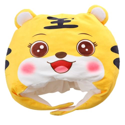 Cabilock Tiger Kopfbedeckung Hut Tierhüte Plüsch Tigerhut süße Tiermütze einzigartiger Tigerhut fasching kopfbedeckung fastnacht kopfbedeckung Karnevalshut entzückender Tigerhut Yellow von Cabilock