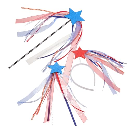 Cabilock Unisex Independence Day Party Haarband mit Fünfzackigem Stern Leichtes Stirnband für Memorial Day Feier Patriotisches Haarschmuck mit Zauberstab für Festliche von Cabilock