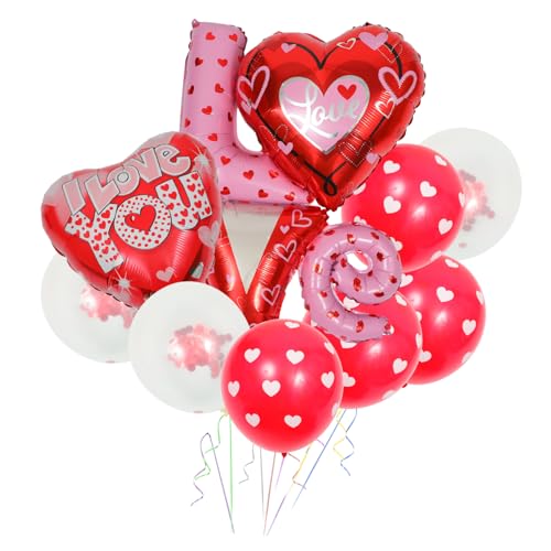 Cabilock Valentinstag Luftballon Set Teiliges Love You Herzballon Dekorationskit Aluminiumfolie Dekoration Für Hochzeit Und Partys Rote Folienballons von Cabilock
