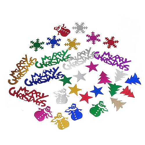 Cabilock Weihnachtliche Deko Glitzerstreusel PVC Schneeflocken Schneemänner Baumanhänger für Party Tischdekoration Langlebig Reißfest Bunt von Cabilock