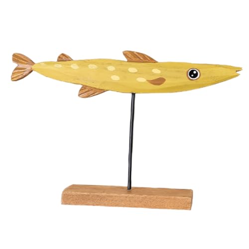 Cabilock Weihnachtliche Holzfigur Fischform Kreative Tischdekoration für Kinderzimmer Tierisches Ornament aus Holz für Festlichkeiten für Weihnachten Partys und von Cabilock