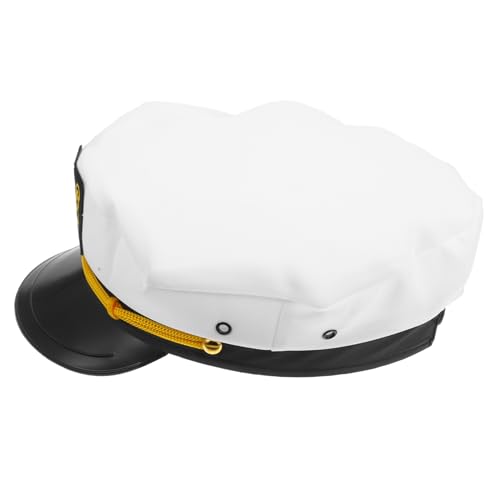 Cabilock Verstellbare Weiße Matrosenmütze Kapitänsmütze Marineblaue Krempe für Outdoor-aktivitäten Cabilock Verstellbare Weiße Matrosenmütze Kapitänsmütze Marineblaue Krempe für Outdoor-aktivitäten von Cabilock