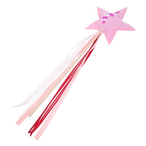Cabilock Zauberstab für Mädchen mit Sternband Leichter Feenstab für Prinzessin Geburtstag Vielseitiger Party Deko Streamer Handlicher Stab für Fotos und Kinderparty Spielspaß von Cabilock