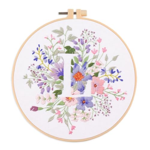 Cachpib Stickset für Anfänger, Stickerei-Starter-Kits, gestempeltes Kreuzstich-Set mit floralem Buchstabenmuster, DIY-Stickset mit Sticktuchrahmen Anleitung Nadeln, Fäden, L Cachpib Stickset für Anfänger, Stickerei-Starter-Kits, gestempeltes Kreuzstich-Set mit floralem Buchstabenmuster, DIY-Stickset mit Sticktuchrahmen Anleitung Nadeln, Fäden, L von Cachpib