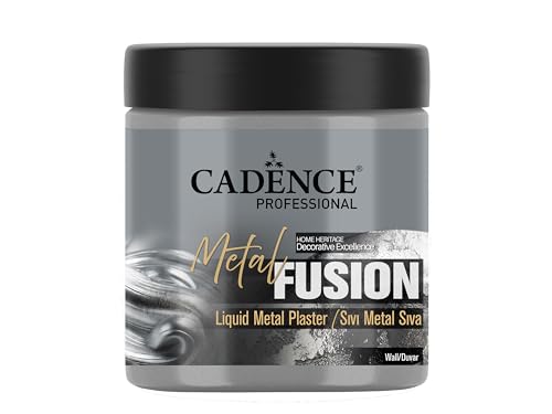Cadence MetallFusion Flüssig Metall Verputz 250ML / 3KG – Metall Effekt Strukturpaste für Wand & Deko | Acryl Spachtelmasse für Innenbereich | Polierbar & wasserbasiert (Grau, 250 ML) von Cadence Art & Hobby Paints