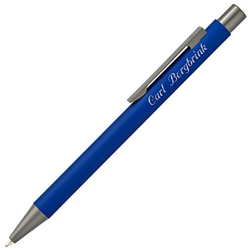 Cadenis Metall Kugelschreiber STRAIGHT Softtouch blau mit persönlicher Hochglanz-Gravur von Cadenis