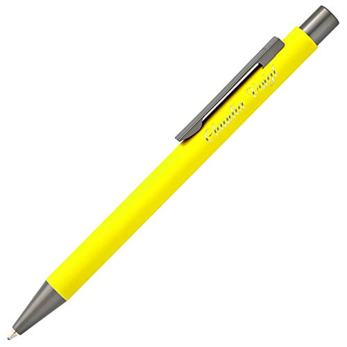 Cadenis Metall Kugelschreiber STRAIGHT Softtouch gelb mit persönlicher Hochglanz-Gravur von Cadenis