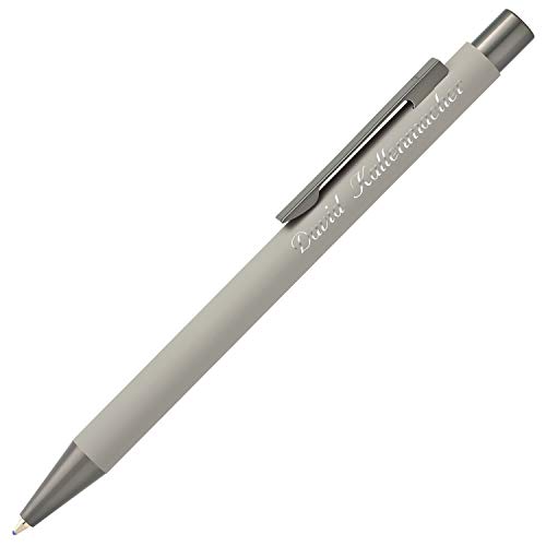 Cadenis Metall Kugelschreiber STRAIGHT Softtouch grau mit persönlicher Hochglanz-Gravur von Cadenis