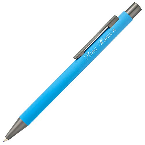 Cadenis Metall Kugelschreiber STRAIGHT Softtouch hellblau mit persönlicher Hochglanz-Gravur von Cadenis