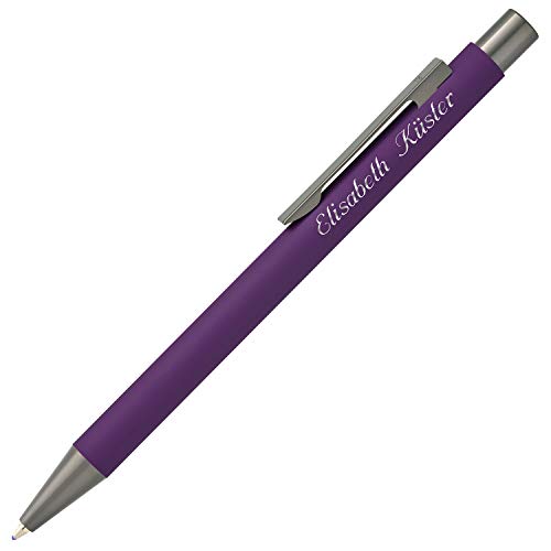 Cadenis Metall Kugelschreiber STRAIGHT Softtouch violett mit persönlicher Hochglanz-Gravur von Cadenis