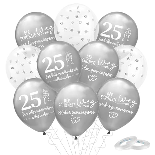 Cadimus 24 Stück Silberhochzeit Luftballons, 12 Zoll Ballons Silber Metallic, Helium Ballons 25 Silberhochzeit, Luftballons Silber Konfetti, für 25. Jubiläum Deko Cadimus 24 Stück Silberhochzeit Luftballons, 12 Zoll Ballons Silber Metallic, Helium Ballons 25 Silberhochzeit, Luftballons Silber Konfetti, für 25. Jubiläum Deko von Cadimus
