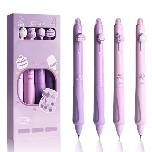 4 Stück Radierbarer Kugelschreiber,Gelstifte radierbar Set,Erasable Pen,mit Eiscreme Kuchen Muster,Kugelschreiber radierbar für Schul Bürobedarf Geschenk zum Schulanfang(0,5mm Blau tinte) von Cadimus