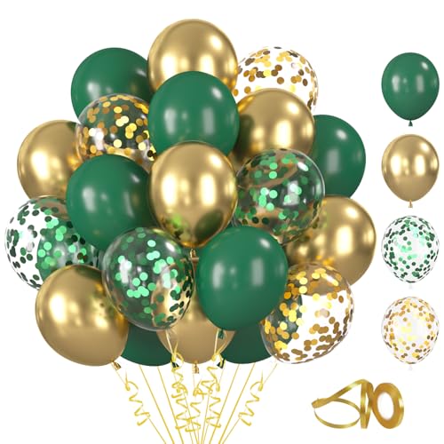 60 Stück Luftballons Dunkelgrün, 12 Zoll Metallic Luftballons Grün Gold mit Konfetti Ballons, für Geburtstag Hochzeit Jahrestag Party Dekorationen 60 Stück Luftballons Dunkelgrün, 12 Zoll Metallic Luftballons Grün Gold mit Konfetti Ballons, für Geburtstag Hochzeit Jahrestag Party Dekorationen von Cadimus