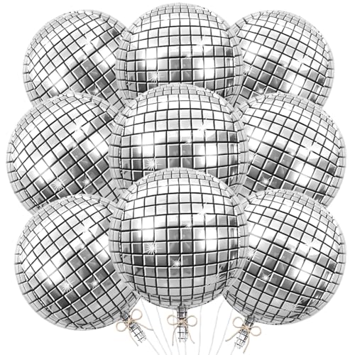 9 Stück Discokugel Luftballon, 22 Zoll 4D Silber Disco Folienballons, Discokugel Deko, Party Deko, Helium Ballon für Silvester Disco Abschlussball Hochzeit Geburtstag Party 9 Stück Discokugel Luftballon, 22 Zoll 4D Silber Disco Folienballons, Discokugel Deko, Party Deko, Helium Ballon für Silvester Disco Abschlussball Hochzeit Geburtstag Party von Cadimus