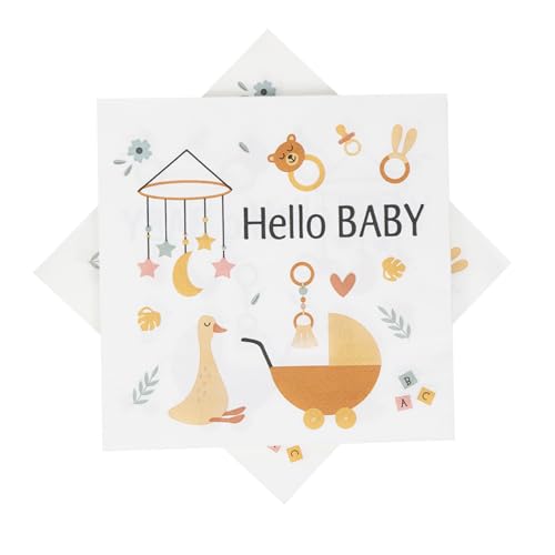 Cadimus 40 Stück Hello Baby Servietten, Servietten Babyparty Mädchen Junge, Babyparty Deko, Baby Shower Tischdeko, 33 x 33cm Cadimus 40 Stück Hello Baby Servietten, Servietten Babyparty Mädchen Junge, Babyparty Deko, Baby Shower Tischdeko, 33 x 33cm von Cadimus