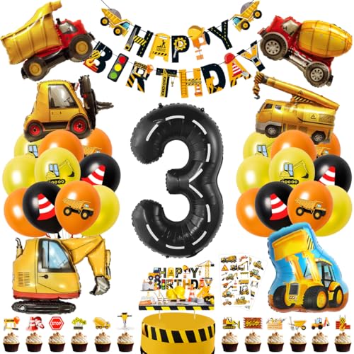 Cadimus Bagger Deko Kindergeburtstag 3, Baustelle Geburtstag Deko 3 Jahre, Bagger Geburtstagsdeko 3 Jahre, Baustelle Luftballons Geburtstag mit Happy Birthday Banner und Tortendeko Cadimus Bagger Deko Kindergeburtstag 3, Baustelle Geburtstag Deko 3 Jahre, Bagger Geburtstagsdeko 3 Jahre, Baustelle Luftballons Geburtstag mit Happy Birthday Banner und Tortendeko von Cadimus