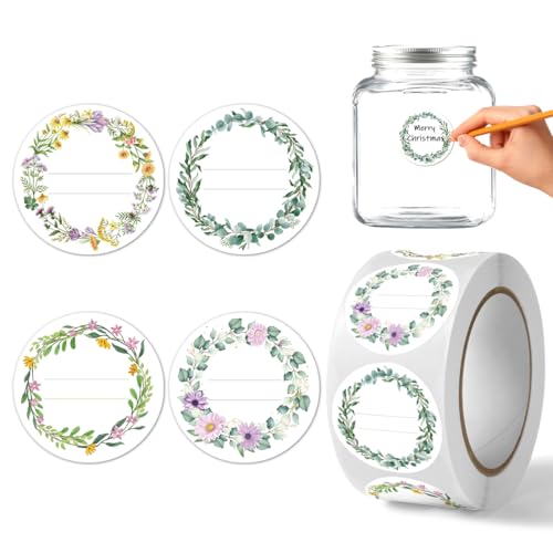 Cadimus Etiketten Selbstklebend，500pcs Klebeetiketten zum Beschriften ，Etiketten Marmelade，Runde Aufkleber 5 cm，Aufkleber für Gewürzetiketten，Kann für Küchenanhänger oder Geschenkanhänger von Cadimus