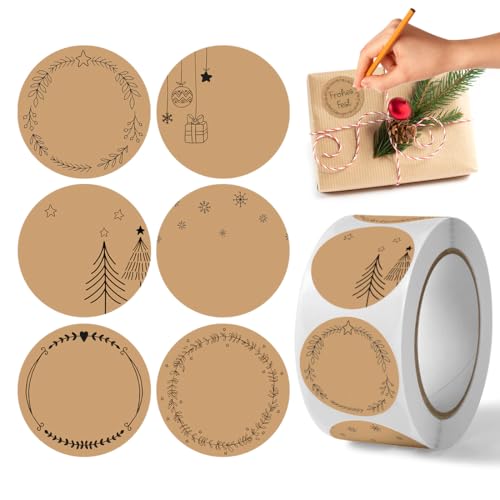 Cadimus Weihnachtsaufkleber zum Beschriften,500 Stück Kraft Etiketten Aufkleber,Aufkleber Weihnachten Rund, Etiketten Selbstklebend, für Weihnachtsmarmeladenglas, Umschlag, Geschenktütenaufkleber Cadimus Weihnachtsaufkleber zum Beschriften,500 Stück Kraft Etiketten Aufkleber,Aufkleber Weihnachten Rund, Etiketten Selbstklebend, für Weihnachtsmarmeladenglas, Umschlag, Geschenktütenaufkleber von Cadimus