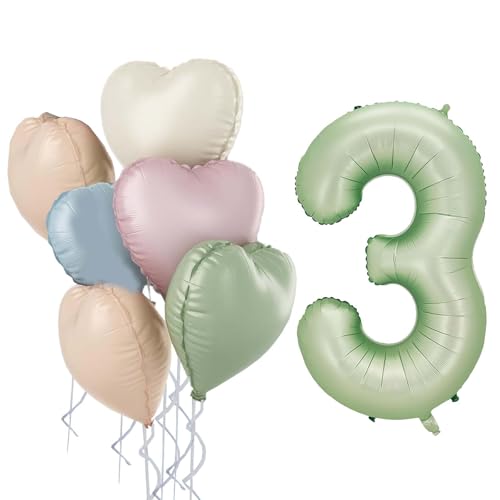 Grün Luftballon 3.Geburtstag,Salbeigrün 3. Geburtstag Ballon Deko,32 Zoll luftballon 3. mit Herz Folienballons,für 3 Jahre Geburtstagsdeko Junge Mädchen,Jubiläum Party Dekoration Grün Luftballon 3.Geburtstag,Salbeigrün 3. Geburtstag Ballon Deko,32 Zoll luftballon 3. mit Herz Folienballons,für 3 Jahre Geburtstagsdeko Junge Mädchen,Jubiläum Party Dekoration von Cadimus