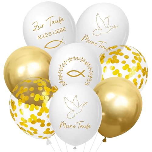 Cadimus 30 Stück Taufe Luftballons,5 Design Taufe Deko Mädchen Junge,Taufdekoration mit Luftballons,Fischmotiv,Taubenmuster und Blätterkranz,Weiß Goldener Helium Ballons Dekoration Cadimus 30 Stück Taufe Luftballons,5 Design Taufe Deko Mädchen Junge,Taufdekoration mit Luftballons,Fischmotiv,Taubenmuster und Blätterkranz,Weiß Goldener Helium Ballons Dekoration von Cadimus