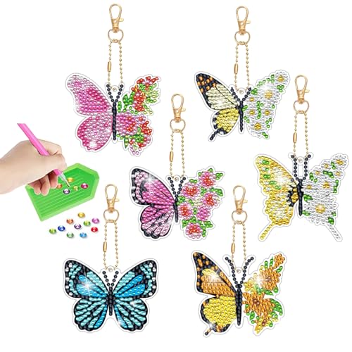 Caelura 6 Stück Diamond Painting Kinder Set, 5d Doppelseitig Diamond Painting Schmetterling Erwachsene Schlüsselanhänger als Geschenk für ab 8 jahre Kinder und Mama Caelura 6 Stück Diamond Painting Kinder Set, 5d Doppelseitig Diamond Painting Schmetterling Erwachsene Schlüsselanhänger als Geschenk für ab 8 jahre Kinder und Mama von Caelura
