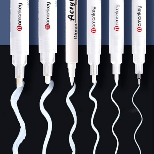 Caelura 6 Lackstift Weiß Set, Weißer Stift, Weiße Fineliner, Weiße Gelstifte zum Zeichnen, Weiß Gelschreiber für Gästebücher und Malen auf schwarzem Papier von Caelura