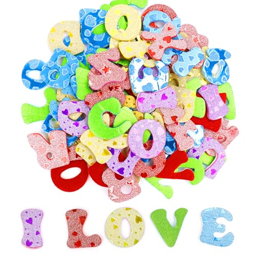 Caelura 85 Stück Moosgummi Buchstaben Selbstklebend, Buchstaben Aufkleber, Glitter Alphabet Klebebuchstaben Groß für Schultüte, Einschulung Schulanfang Deko, Basteln, Scrapbooking Zubehör von Caelura
