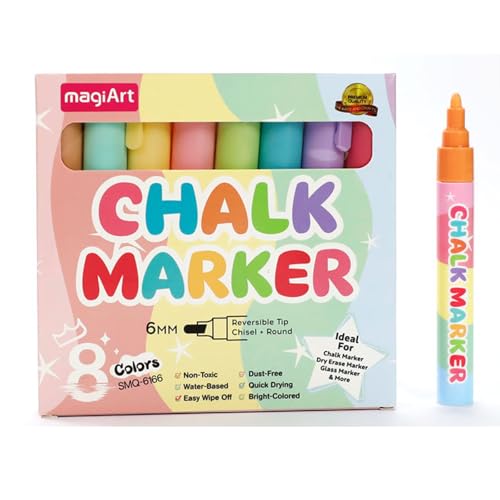 Caelura Kreidestifte für Tafel Abwaschbar, 8 Farben 6mm stifte Pastell, Kreidestifte für Fenster, Tafelkreide & Glasstifte, Chalk Marker, Kreidemarker Abwischbar, Fensterfarben Kinder Caelura Kreidestifte für Tafel Abwaschbar, 8 Farben 6mm stifte Pastell, Kreidestifte für Fenster, Tafelkreide & Glasstifte, Chalk Marker, Kreidemarker Abwischbar, Fensterfarben Kinder von Caelura
