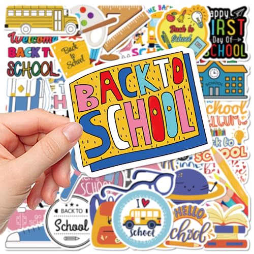 Caelura Sticker Einschulung, 50 Stück Sticker Schulanfang, Aufkleber Einschulung Deko Schultüte Füllung Basteln Scrapbook Album Schule für Kinder von Caelura
