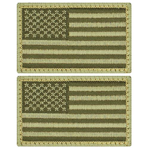 Café Viereck ® Amerika USA Flaggen Patch Gestickt mit Klett - 8 cm x 5 cm (2 x oliv grün tarn) von Café Viereck