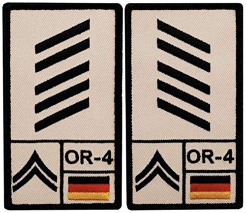 Café Viereck ® Oberstabsgefreiter Bundeswehr Heer – Rank Patch mit Dienstgrad – Gestickt mit Klett - 9,8 cm x 5,6 cm – 2 Stück – Sand – Linke und Rechte Seite von Café Viereck