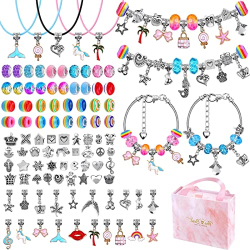 102 Stück Schmuckbastelsets Caffox Charm Armband Bastelset Geschenke für Mädchen DIY Schmuck Making Kit für Kinder Erwachsene Schmuckherstellungsset Perle Schlangenkette Schmuck Armband von Caffox