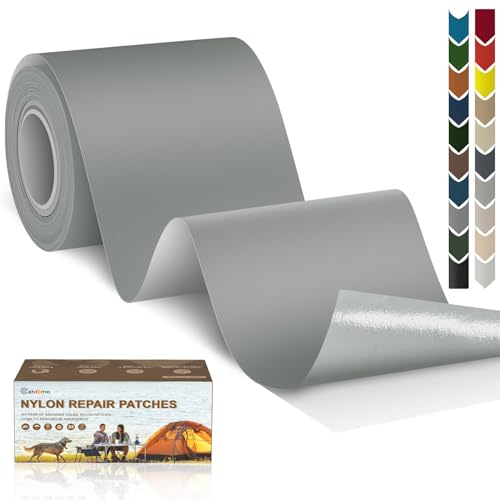 Cahomo Nylon Reparatur Patches, 7.6x200 cm Selbstklebender Wasserdichte Reparatur Patch, Daunenjacke Flicken Reparaturset，Nylon Flicken Selbstklebend, für Jacken, Zelte, Daunenjacke-Grau von Cahomo