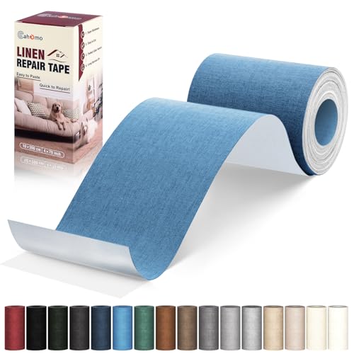 Cahomo Flicken Selbstklebend Stoff, Leinenstoff Patches Selbstklebend, 10x200 cm Leinen Reparatur Patches für Sofa, Autositze, Bootssitze, Bürostuhl, Vorhang - Blau von Cahomo